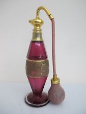 MOSER Style Cranberry BOHEMIAN Czech Glass ART NOUVEAU Atomizer Perfume Bottle picture