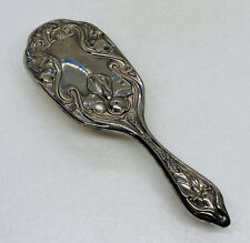 Vintage 1950s Silver Plated Hairbrush Ornate Floral Handle 8” Art Decor 6 picture