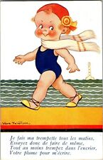 Girl on Beach, I Take My Dip Every Morning, French, Vera Paterson Postcard I42 picture