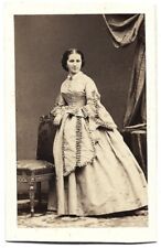 Vintage CDV Photo of Wealthy Woman Wearing Hoop Skirt DISDERI Paris France 🩷 picture