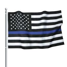 Thin Blue Line American Flag Police With Embroidered Stars and Sewn Stripes 3x5 picture