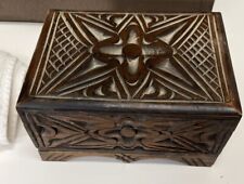 Vintage Hand Carved Wooden Jewelry Trinket Storage Box 6