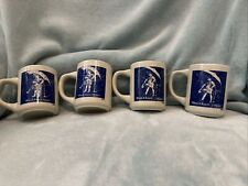 Vintage (2)  1914 and (2) 1921  Morton Salt Girl Coffee Cup Set Of 4. GREAT picture