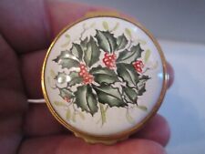 KINGSLEY ENAMELS TRINKET BOX - HOLLY THEME - HAND PAINTED picture