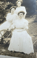 Antique Postcard RPPC Three Women Sitting on a Early Wheelbarrow Circa 1910s picture