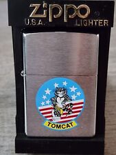 VINTAGE 1999 TOMCAT 200 MILITARY ZIPPO LIGHTER Brushed Chrome New in box RARE picture