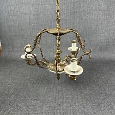 Vintage Spanish Brass 3 Arm Chandelier Light with Plug 12