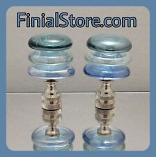 Shaded Clear Stacked Glass Lamp Finials/Nickel Base-Custom-Abstract Set Of 2 picture
