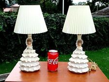 PRETTY PAIR OF SMALL VINTAGE 1960's PORCELAIN TABLE LAMPS~MADE IN JAPAN picture