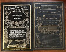 ATQ Victorian Mourning Remembrance Cards Gilded 1890 Anna Shay & 1902 E. Kinzie picture