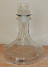 STUNNING NOS NEW VINTAGE CLEAR GLASS Decanter BLOWN Glass With Stopper WINE picture