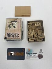 Vintage wooden Japanese Shogi game pieces 40 pieces some double sided picture