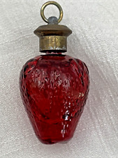 VTG Empty 1970s Max Factor Red Glass Wild Strawberry Musk Perfume Pendant Bottle picture