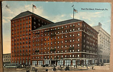 Pittsburgh Fort Pitt Hotel Cars People Bus Pennsylvania Vintage Postcard c1910 picture