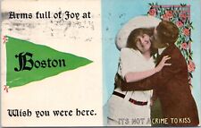 Pennant Postcard Boston, Massachusetts- 1913 d/b Postcard- Arms Full of Joy picture
