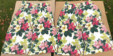 2 Vintage Handmade MCM 1950's Pleated Barkcloth Floral Curtain Panels -43