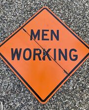 Men Working Road Construction Sign – Orange - 36” x 36” – Vintage Original picture