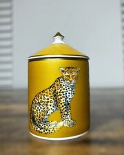 NEW Halcyon Days Lidded Leopard Candle Jasmine 24K Gold Plated Made In London picture