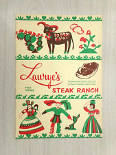 Vintage Laurye's Steak Ranch Restaurant Menu ca. 1950's Rare Palm Springs picture