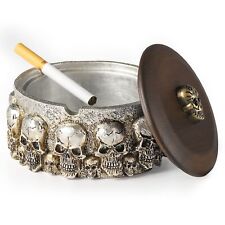 Skull Ashtray with Lid for Cigarettes Natural Resin Ash Tray for Indoor or Ou... picture