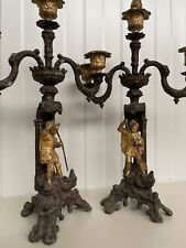 SALE RARE Pair of Gothic Revival Candlesticks with George & the dragon picture