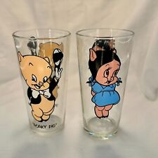 Pepsi Series Porky & Petunia Pig Vintage Drinking Glasses - Warner Brothers 1973 picture
