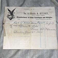 1880s Fred Hixson Carriage & Sleigh Paid Invoice Receipt New York Manufacturer picture
