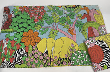 Vintage Stevens Utica Jungle Animals Zoo Print Standard Pillowcase Set 2 Flaws picture