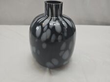 Black And White Spot Hand Blown Glass Vase 6 3/8 X 4 1/2 picture