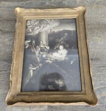1900's ANTIQUE Pie Crust Picture Frame, Baby Jesus Sepia Print Art Nouveau , EUC picture