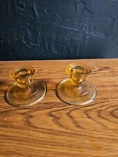 Vintage Orange Glass Candlestick Holder 3.5 Inches picture