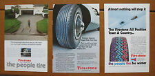 (3) 1970 1972 Firestone Tire ads '70 '72, National Geographic, 6.5 x 10, Nat Geo picture