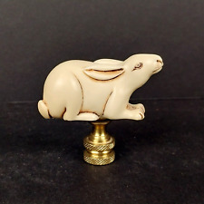 Vintage Carved Resin Crouching Rabbit Lamp Finial Adorable picture