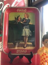 1942 Original Coke Cola Metal Tray Two Girls at Car Roaster picture