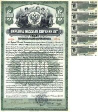 Imperial Russian Government - $1,000 5 1/2% Uncanceled Gold Bond - Fully Engrave picture
