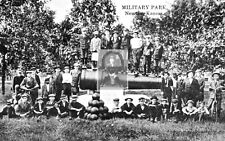 Military Park Boys Posing With Cannon Newton Kansas KS Reprint Postcard picture