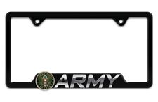 ARMY 3D EMBLEM BLACK METAL LICENSE PLATE FRAME USA MADE picture