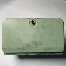 Vintage Mid Century Metal Bread Box Avocado Green with Wood Cutting Board MCM picture