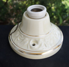 Antique 1930s Porcelain Wall Sconce Light Fixture / Lamp - MINTY - Pull Chain picture