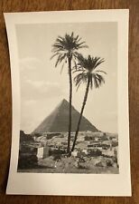 Vintage 1940s Egypt Ancient Pyramid Ruins Travel Vacation Trees Real Photo P9N4 picture
