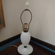 Vintage Retro White Hobnail Milk Glass Small Boudoir Parlor Desk Vanity Lamp  picture