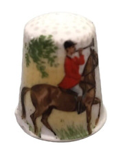 Vintage LIMOGES France Fox Hunting Sewing Thimble picture