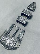 IMPORTANT BEST VINTAGE RANDY SHORTY NAVAJO STERLING SILVER BUCKLE SET picture