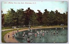 1908 Wading Pool City Park Watertown New York NY Crowded Scene Posted Postcard picture