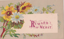 1800's Victorian Card -Reward of Merit - Sunflower & Daisies picture