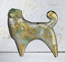 Vintage Signed Sotaro Saegusa Japanese Cast Iron Dog Sculpture picture