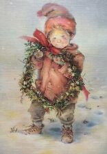 Lisi Martin Boy with Wreath    Christmas Card  *Free Ship picture