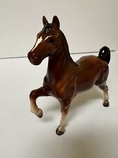 VINTAGE GORGEOUS PORCELAIN BROWN, BLACK & WHITE MAJESTIC HORSE 6” TALL, MINT picture