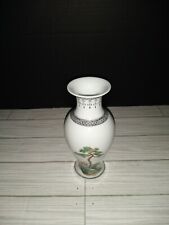 Vintage Chinese Jingdezhen White Porcelain Bud Vase Hand Painted Landscape Boats picture