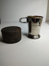 Antique C.F. RUMPP  telescopic collapsible travel cup in leather case holder picture